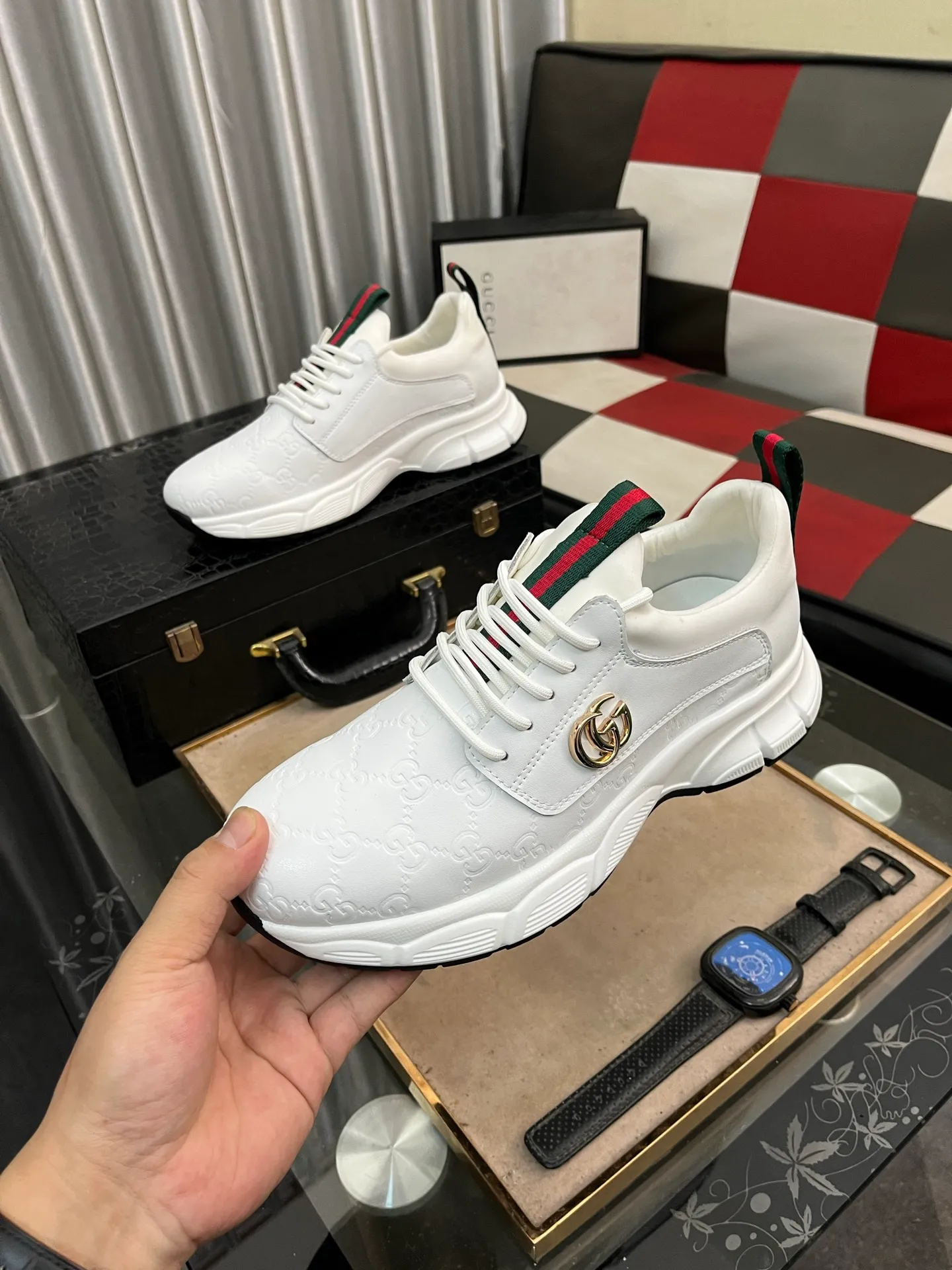 Men's shoes 💰440⌚️⌚️ (GUCCI-Gucci) luxury brand sports and casual shoes, imported original material, sheepskin lining, high-end and comfortable, original outsole is light and wear-resistant! Purely handmade, details determine quality! 38-443️⃣colors available